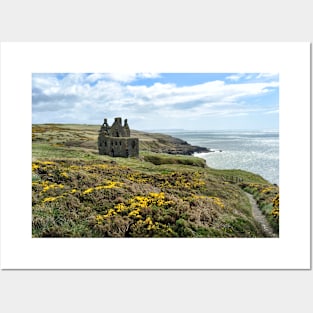 The ruins of Dunskey Castle near Portpatrick, Scotland Posters and Art